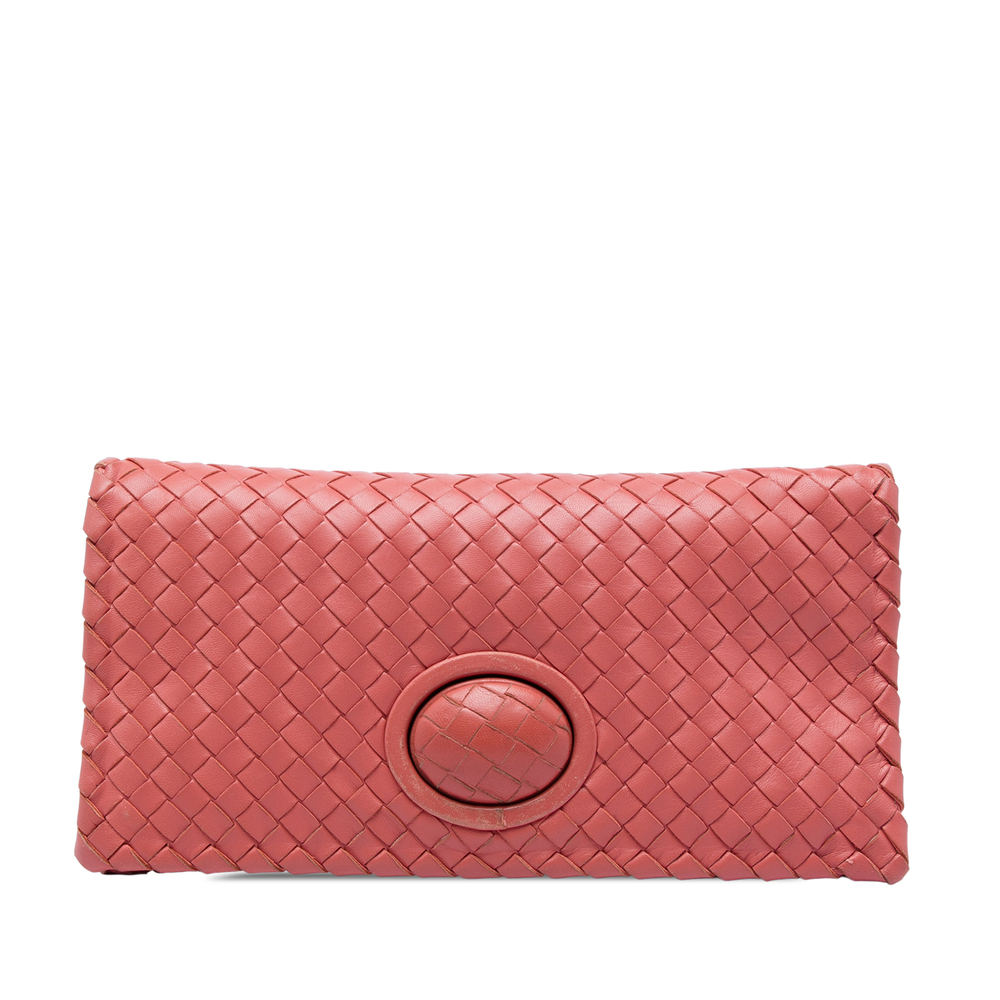Pre-Loved Bottega Veneta Nappa Intrecciato Turn Lock Clutch
